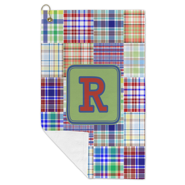 Blue Madras Plaid Print Microfiber Golf Towels - FOLD