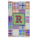 Blue Madras Plaid Print Microfiber Golf Towel (Personalized)