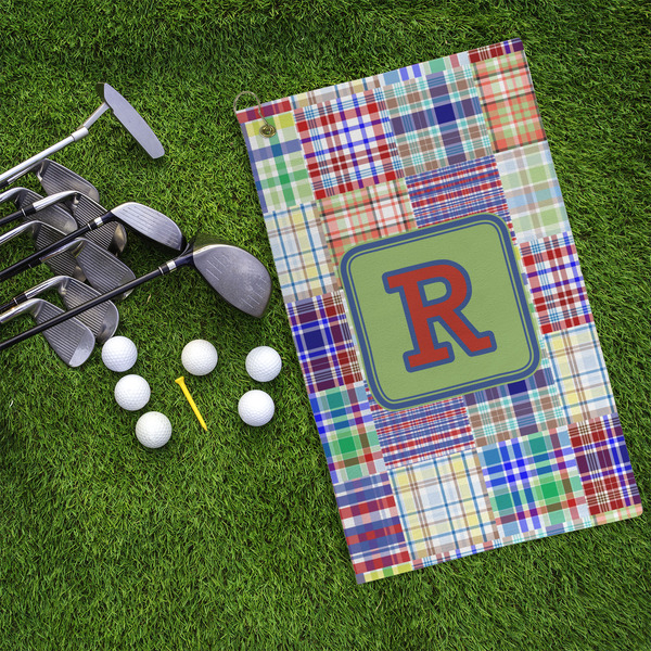Blue Madras Plaid Print Microfiber Golf Towels - LIFESTYLE