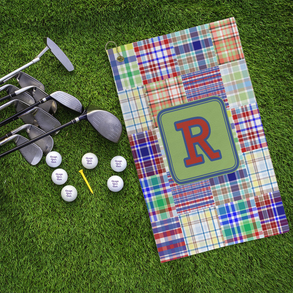 Blue Madras Plaid Print Microfiber Golf Towels - LIFESTYLE