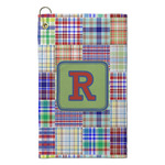 Blue Madras Plaid Print Microfiber Golf Towel - Small (Personalized)