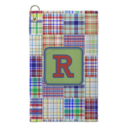 Blue Madras Plaid Print Microfiber Golf Towel - Small (Personalized)