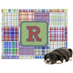 Blue Madras Plaid Print Dog Blanket - Large (Personalized)