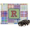 Blue Madras Plaid Print Dog Blanket - Large (Personalized)