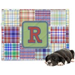 Blue Madras Plaid Print Dog Blanket (Personalized)