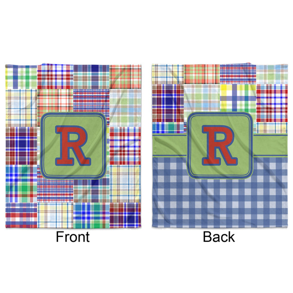 Blue Madras Plaid Print Minky Blanket - 50"x60" - Double Sided - Front & Back