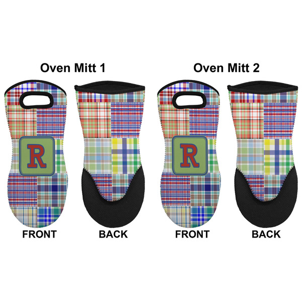Blue Madras Plaid Print Neoprene Oven Mitt - Set of 2 - Approval