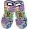Blue Madras Plaid Print Neoprene Oven Mitts - Set of 2 w/ Initial