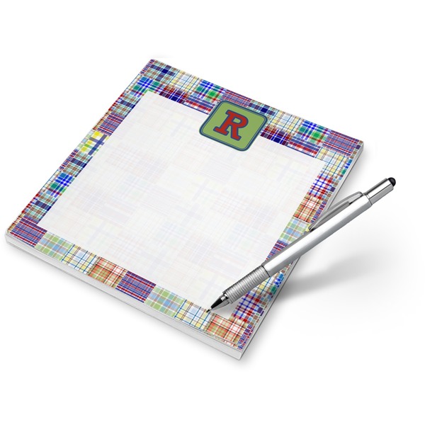 Custom Blue Madras Plaid Print Notepad (Personalized)