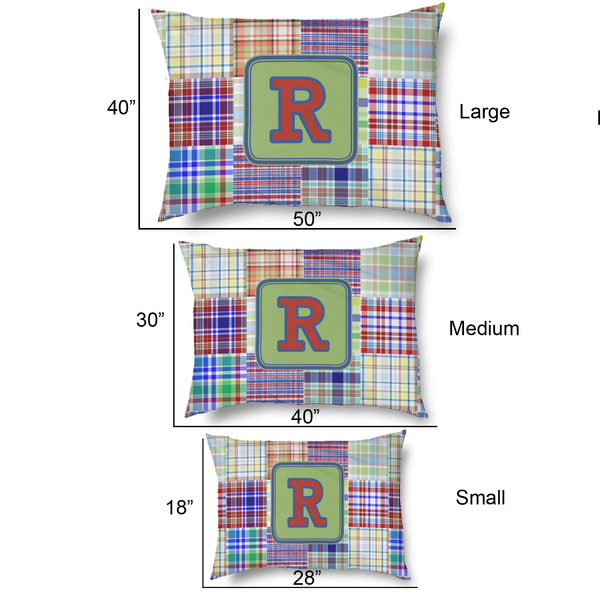 Blue Madras Plaid Print Outdoor Dog Beds - SIZE CHART