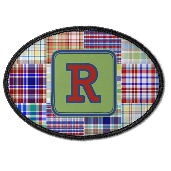 Blue Madras Plaid Print Oval Patch