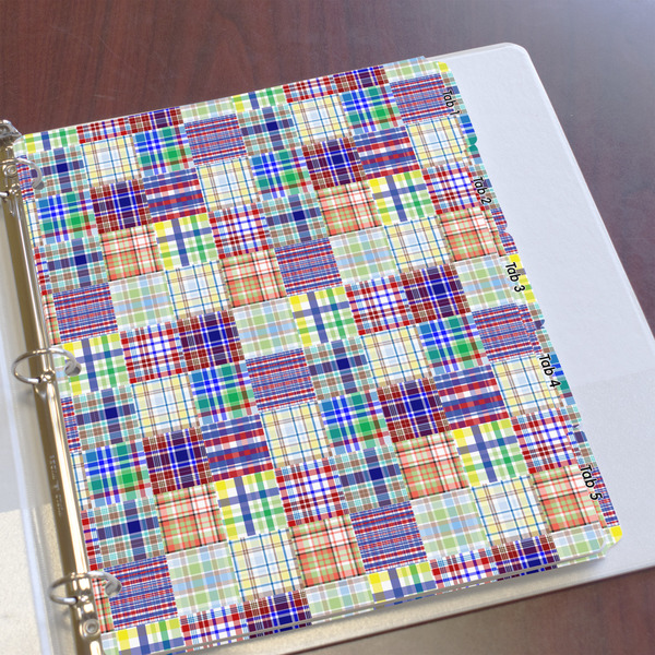Blue Madras Plaid Print Page Dividers - Set of 5 - In Context