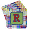 Blue Madras Plaid Print Paper Coasters w/ Initial