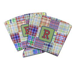 Blue Madras Plaid Print Party Cup Sleeve (Personalized)
