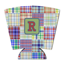 Blue Madras Plaid Print Party Cup Sleeve - with Bottom (Personalized)