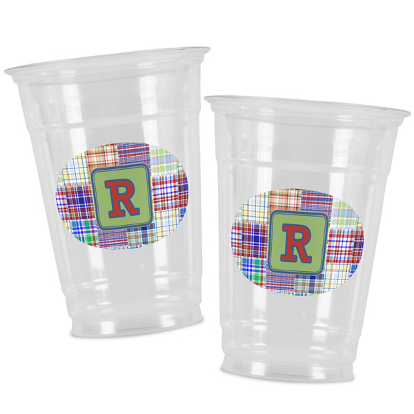 Blue Madras Plaid Print Party Cups - 16oz - Alt View