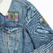 Blue Madras Plaid Print Patches Lifestyle Jean Jacket Detail