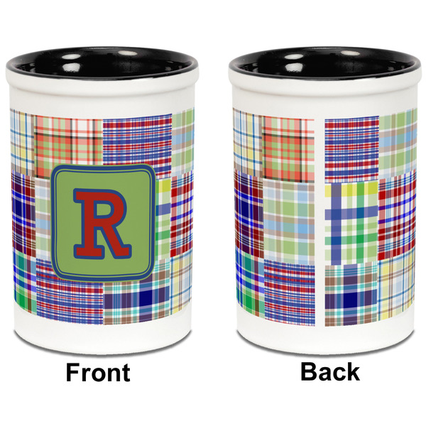 Blue Madras Plaid Print Pencil Holder - Black - approval