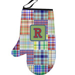 Blue Madras Plaid Print Left Oven Mitt (Personalized)