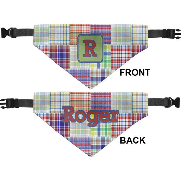 Blue Madras Plaid Print Pet Bandana Approval