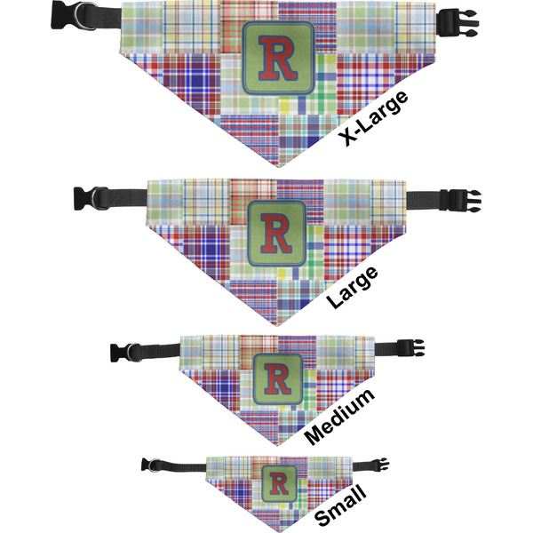 Blue Madras Plaid Print Pet Bandana Sizes