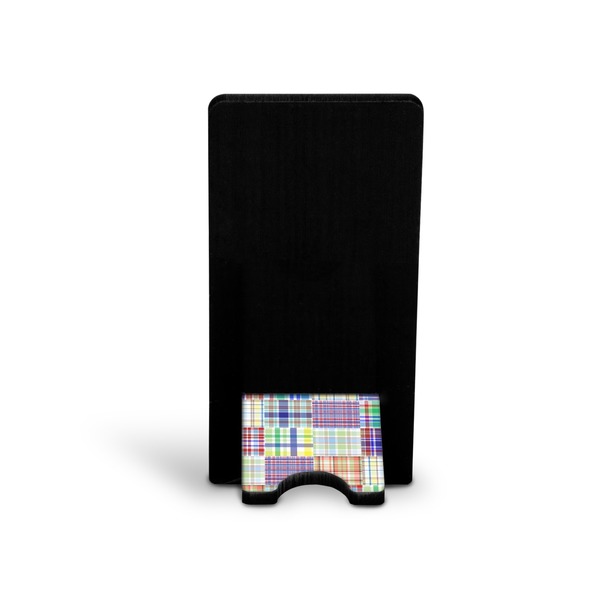 Blue Madras Plaid Print Phone Stand - Back