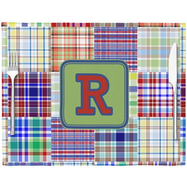 Blue Madras Plaid Print Placemat with Props