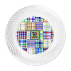 Blue Madras Plaid Print Plastic Party Dinner Plates - 10" (Personalized)
