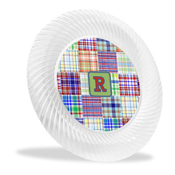 Blue Madras Plaid Print Plastic Party Dinner Plates - 10" (Personalized)