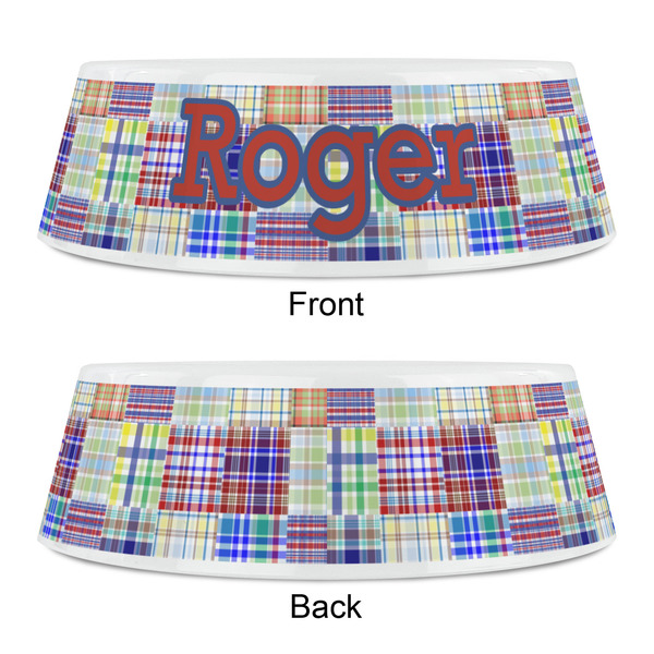 Blue Madras Plaid Print Plastic Pet Bowls - Small - APPROVAL