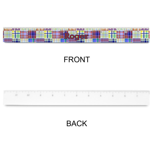 Blue Madras Plaid Print Plastic Ruler - 12" - APPROVAL