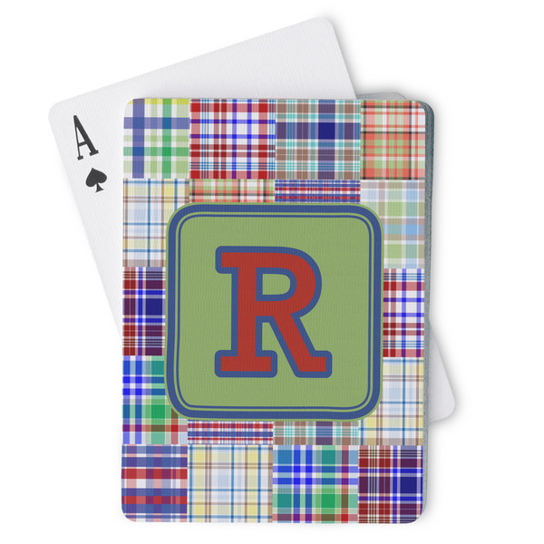 Custom Blue Madras Plaid Print Playing Cards (Personalized)