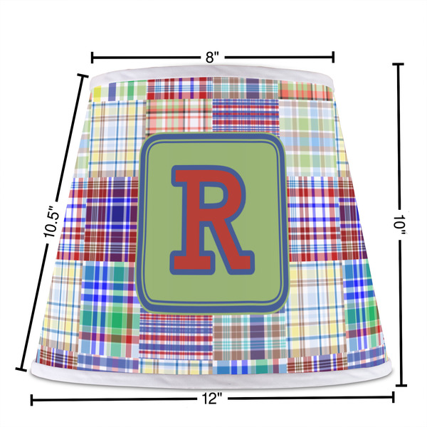Blue Madras Plaid Print Poly Film Empire Lampshade - Dimensions
