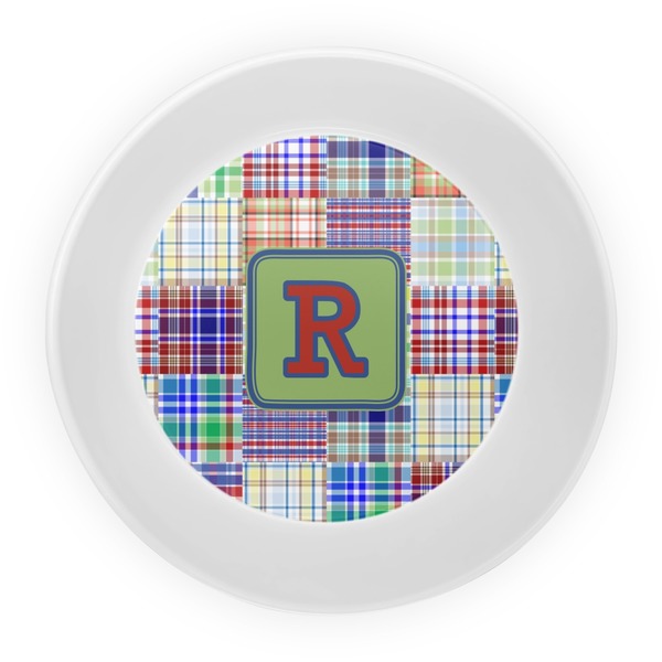 Blue Madras Plaid Print Melamine Bowl - Center