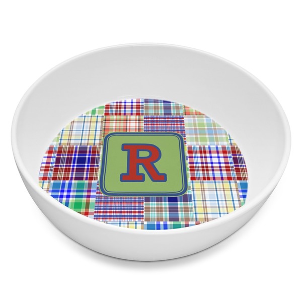 Custom Blue Madras Plaid Print Melamine Bowl - 8 oz (Personalized)