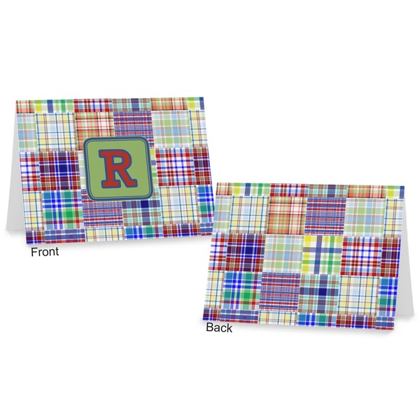 Blue Madras Plaid Print Postcard - Front and Back