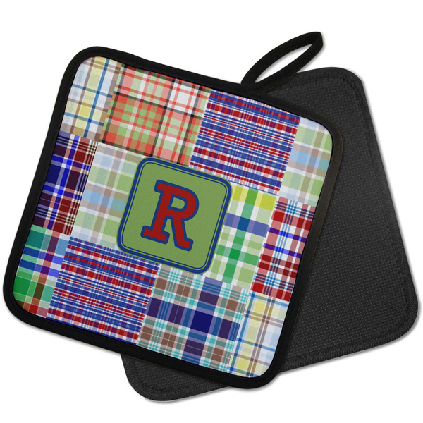Blue Madras Plaid Print Pot Holders - PARENT MAIN