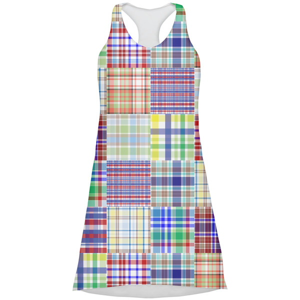 Custom Blue Madras Plaid Print Racerback Dress