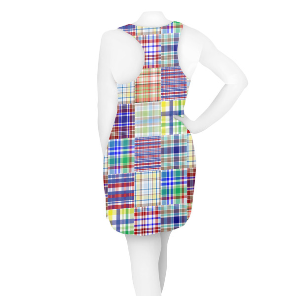 Blue Madras Plaid Print Racerback Dress - On Model - Back