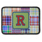 Blue Madras Plaid Print Iron On Rectangle Patch w/ Initial