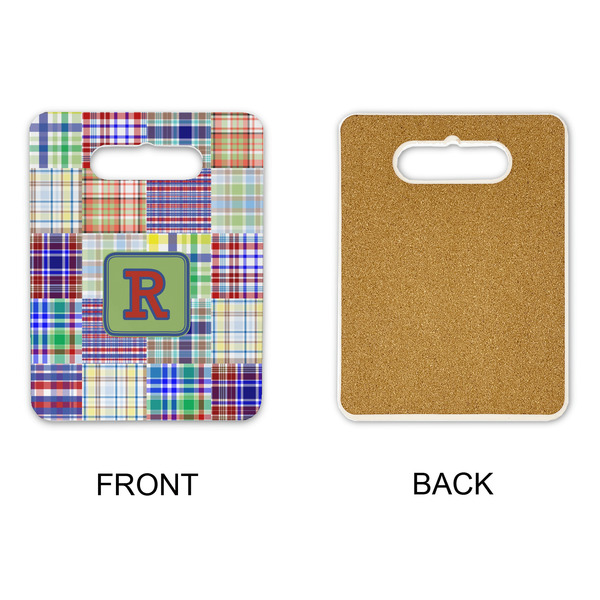 Blue Madras Plaid Print Rectangle Trivet with Handle - APPROVAL