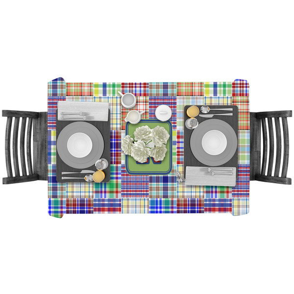 Blue Madras Plaid Print Rectangular Tablecloths - LIFESTYLE