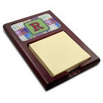 Blue Madras Plaid Print Red Mahogany Sticky Note Holder (Personalized)