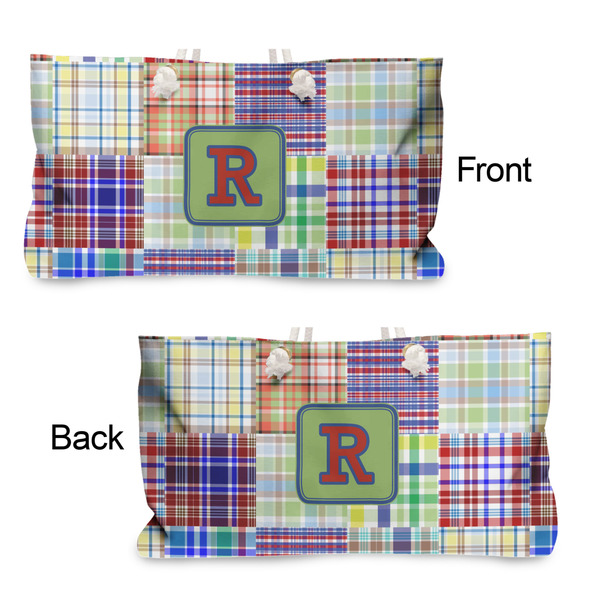 Blue Madras Plaid Print Large Rope Tote - From & Back View