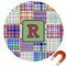 Blue Madras Plaid Print Car Magnet (Personalized)