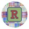 Blue Madras Plaid Print Round Decal - XLarge (Personalized)