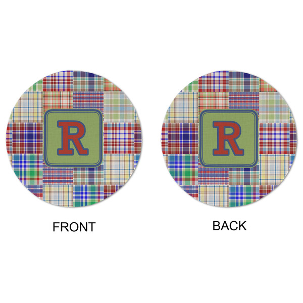 Blue Madras Plaid Print Round Linen Placemats - APPROVAL (double sided)