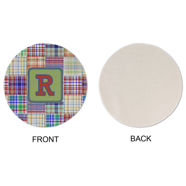 Blue Madras Plaid Print Round Linen Placemats - APPROVAL (single sided)