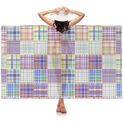 Blue Madras Plaid Print Sheer Sarong