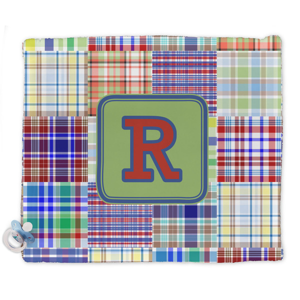 Custom Blue Madras Plaid Print Security Blankets - Double Sided (Personalized)